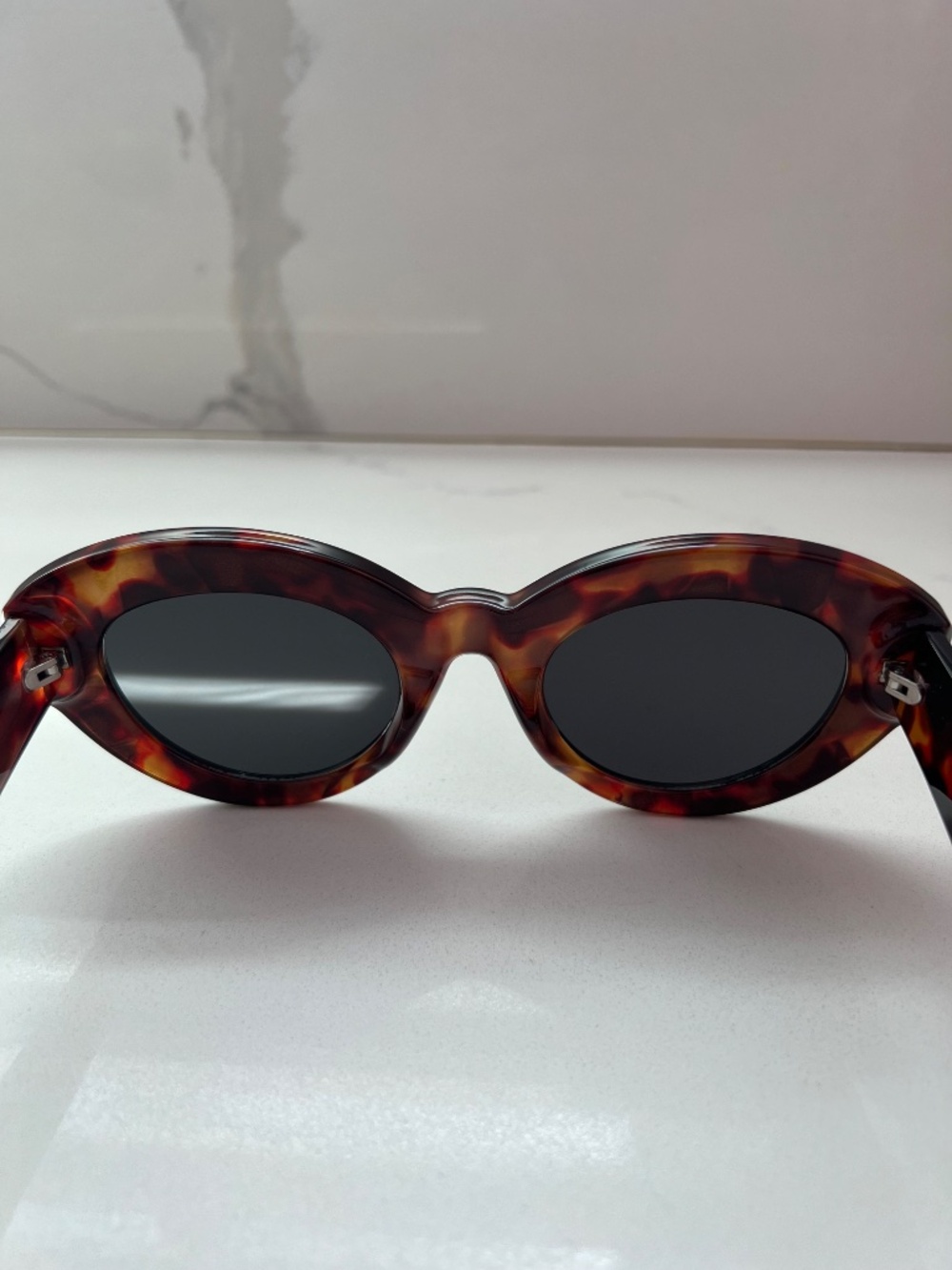 Tortoise Brown Shell Acetate Oval Sunglasses Chunky Frame (NEW) - Picture 6 of 6